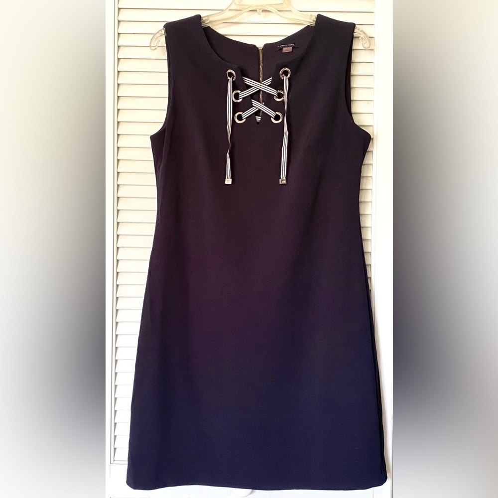 Tommy Hilfiger Navy A Line Dress with Lace Up Front and Zippered Back 10